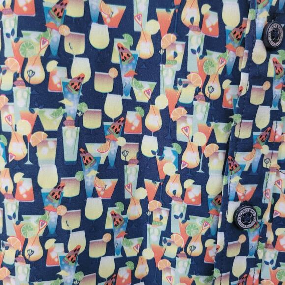 Projek Raw Size M Tropical Drink Print Short Sleeve Button Up Vacation Shirt - Picture 2 of 9